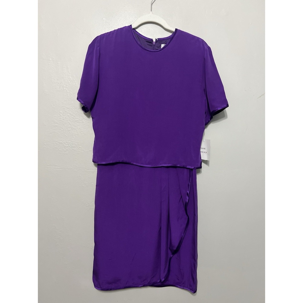 Vintage Miller Shor Purple 100% Silk Layered Old Money Career Dress Women 6
